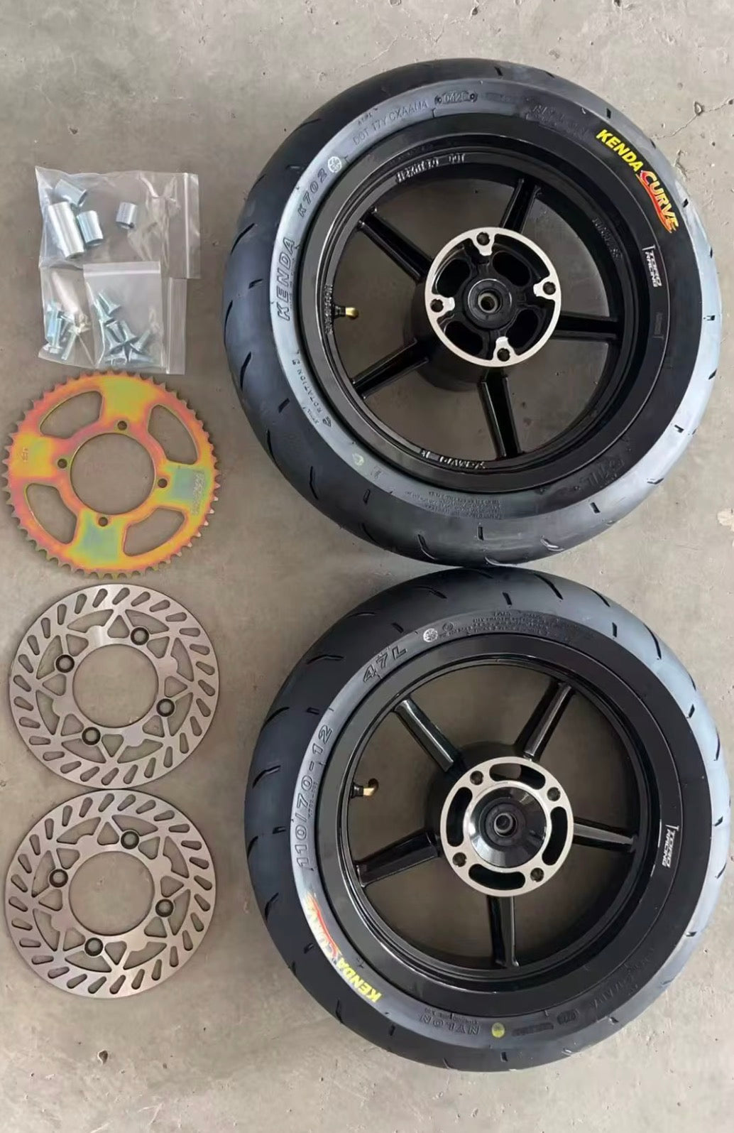 12” Kenda Curve Supermoto Wheel Set for Tuttio & Yozma Electric Dirt Bikes (Front & Rear)