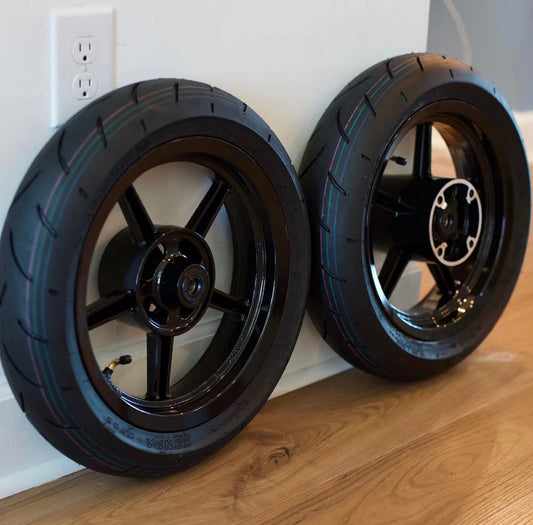 12” Kenda Curve Supermoto Wheel Set for Tuttio & Yozma Electric Dirt Bikes (Front & Rear)
